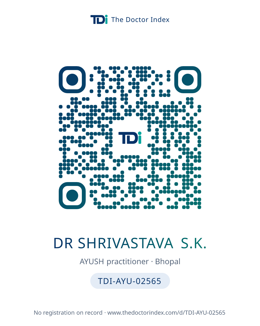 QR card for Dr Shrivastava S.K., TDI-AYU-02565