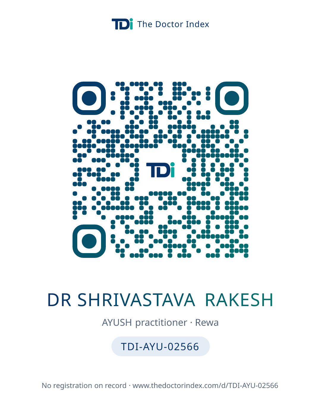QR card for Dr Shrivastava Rakesh, TDI-AYU-02566