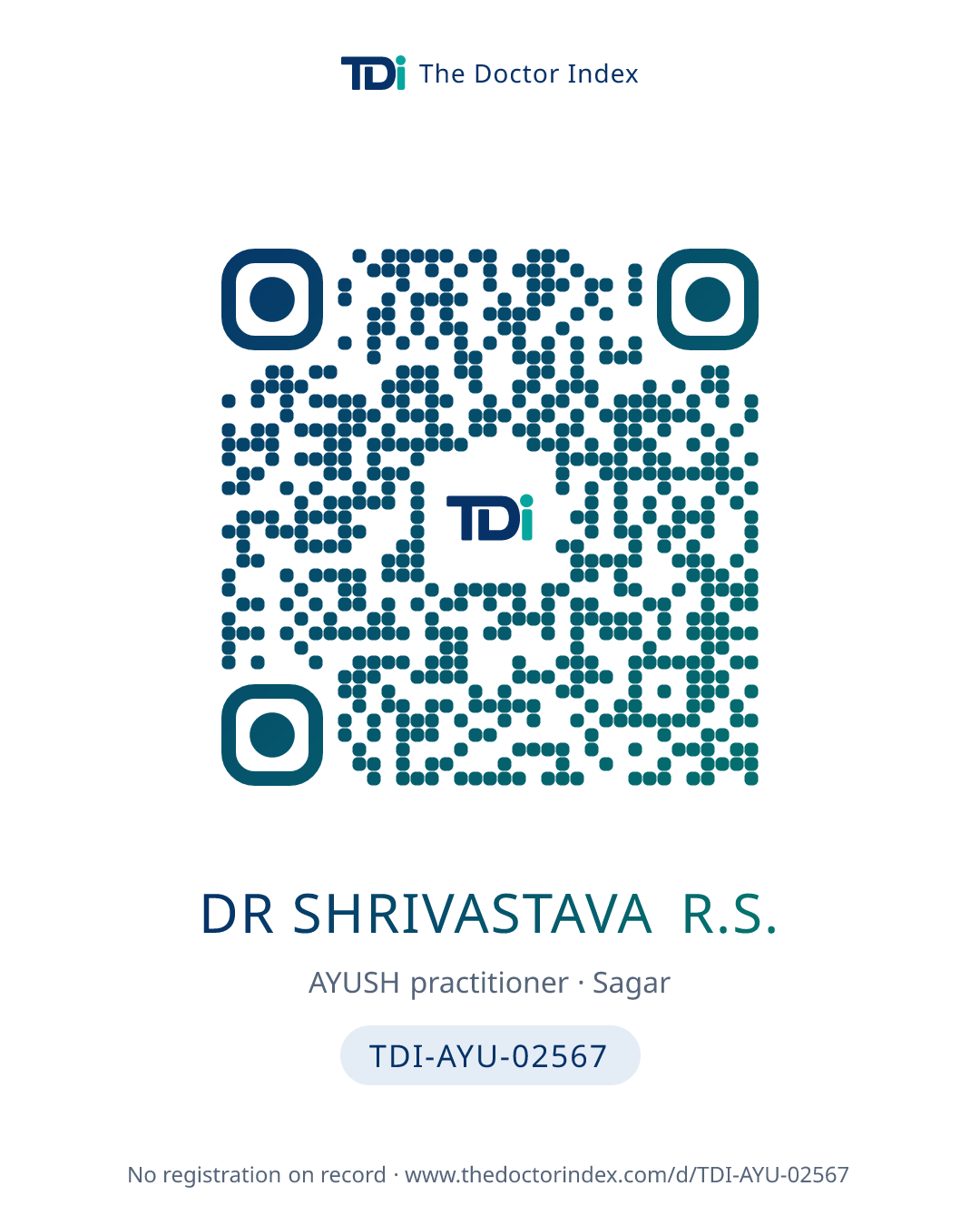 QR card for Dr Shrivastava R.S., TDI-AYU-02567