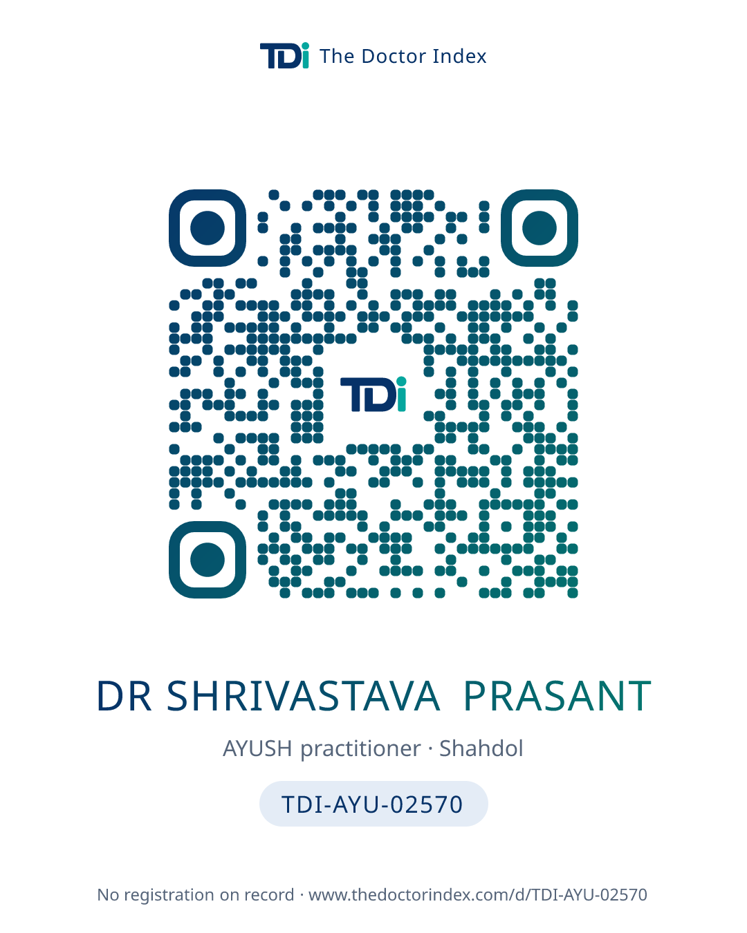 QR card for Dr Shrivastava Prasant, TDI-AYU-02570