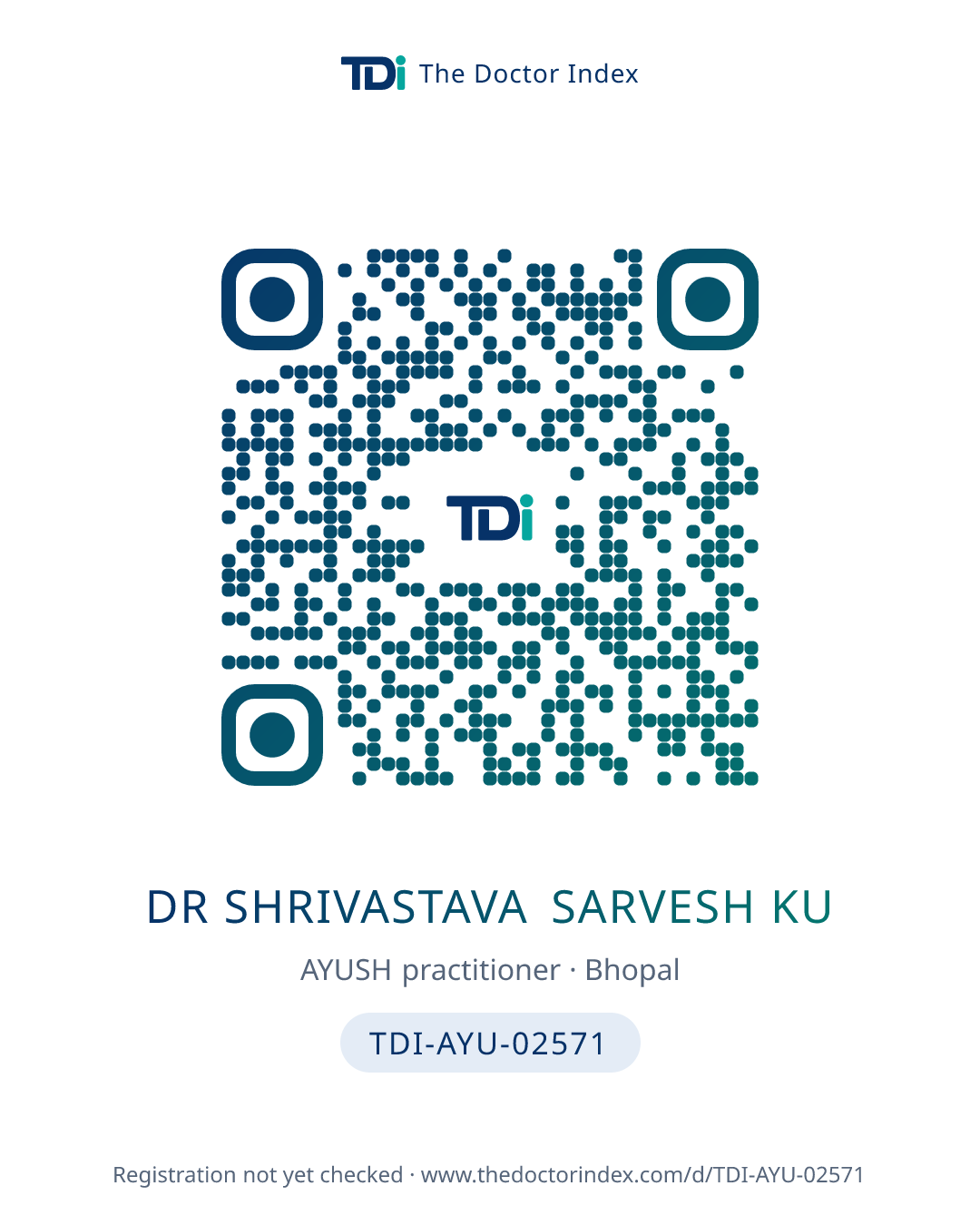QR card for Dr Shrivastava Sarvesh Ku, TDI-AYU-02571