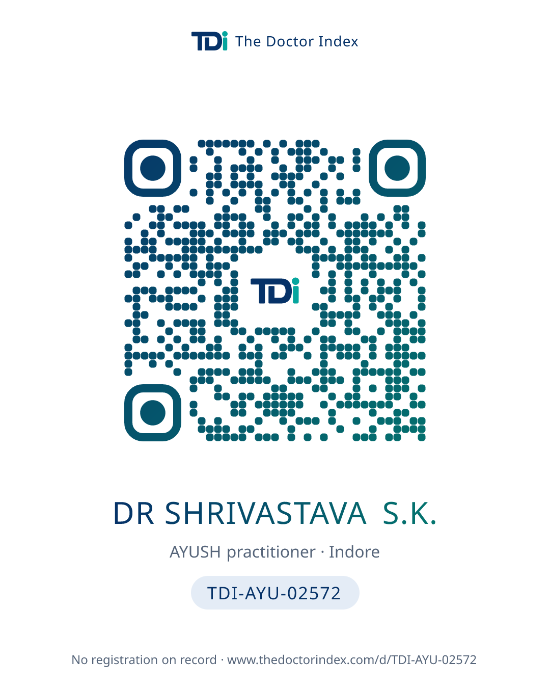 QR card for Dr Shrivastava S.K., TDI-AYU-02572