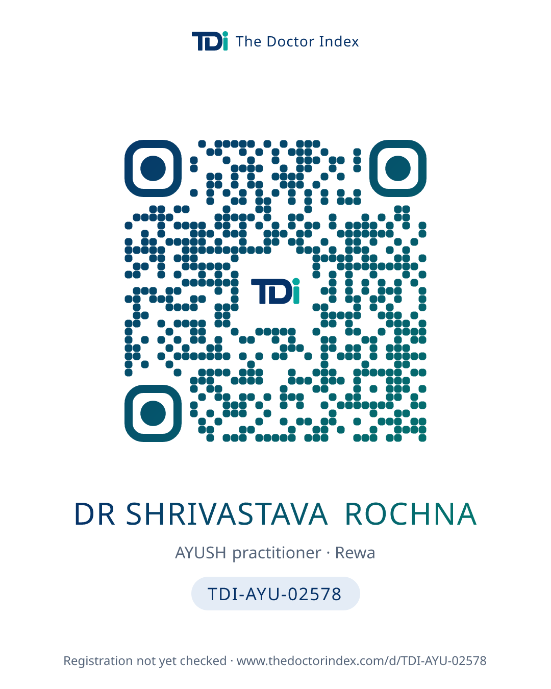 QR card for Dr Shrivastava Rochna, TDI-AYU-02578