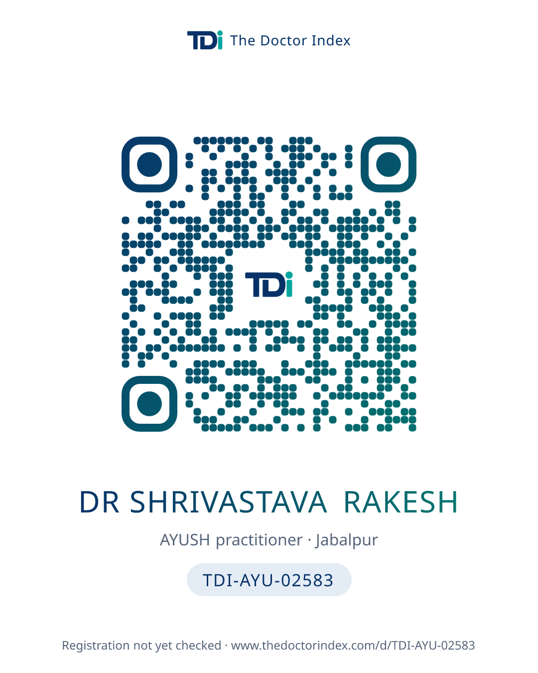 QR card for Dr Shrivastava Rakesh, TDI-AYU-02583
