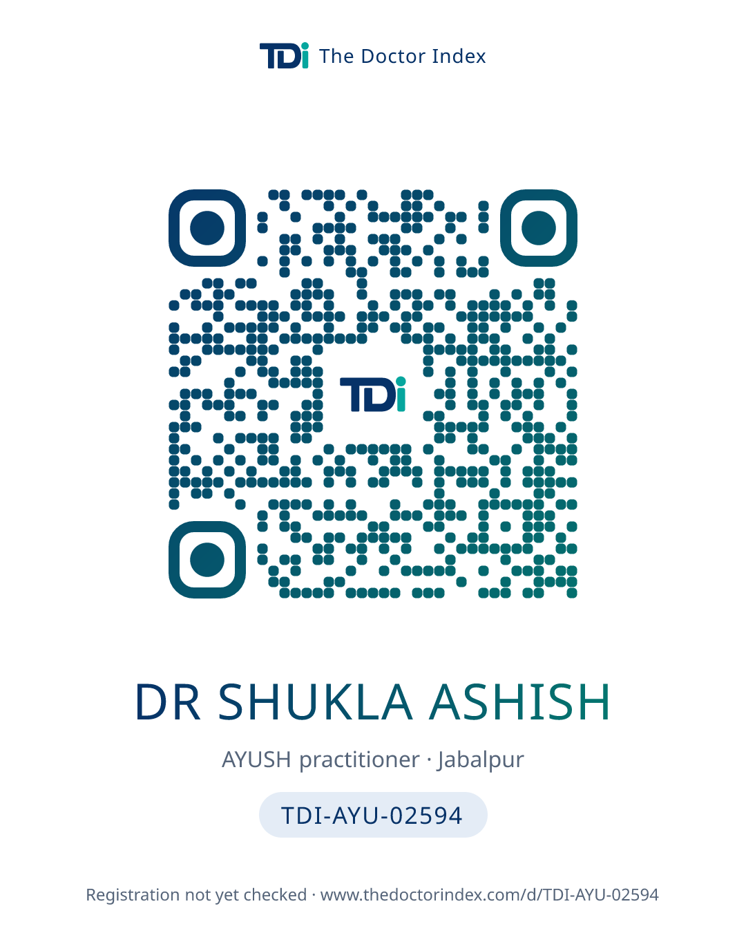 QR card for Dr Shukla Ashish, TDI-AYU-02594