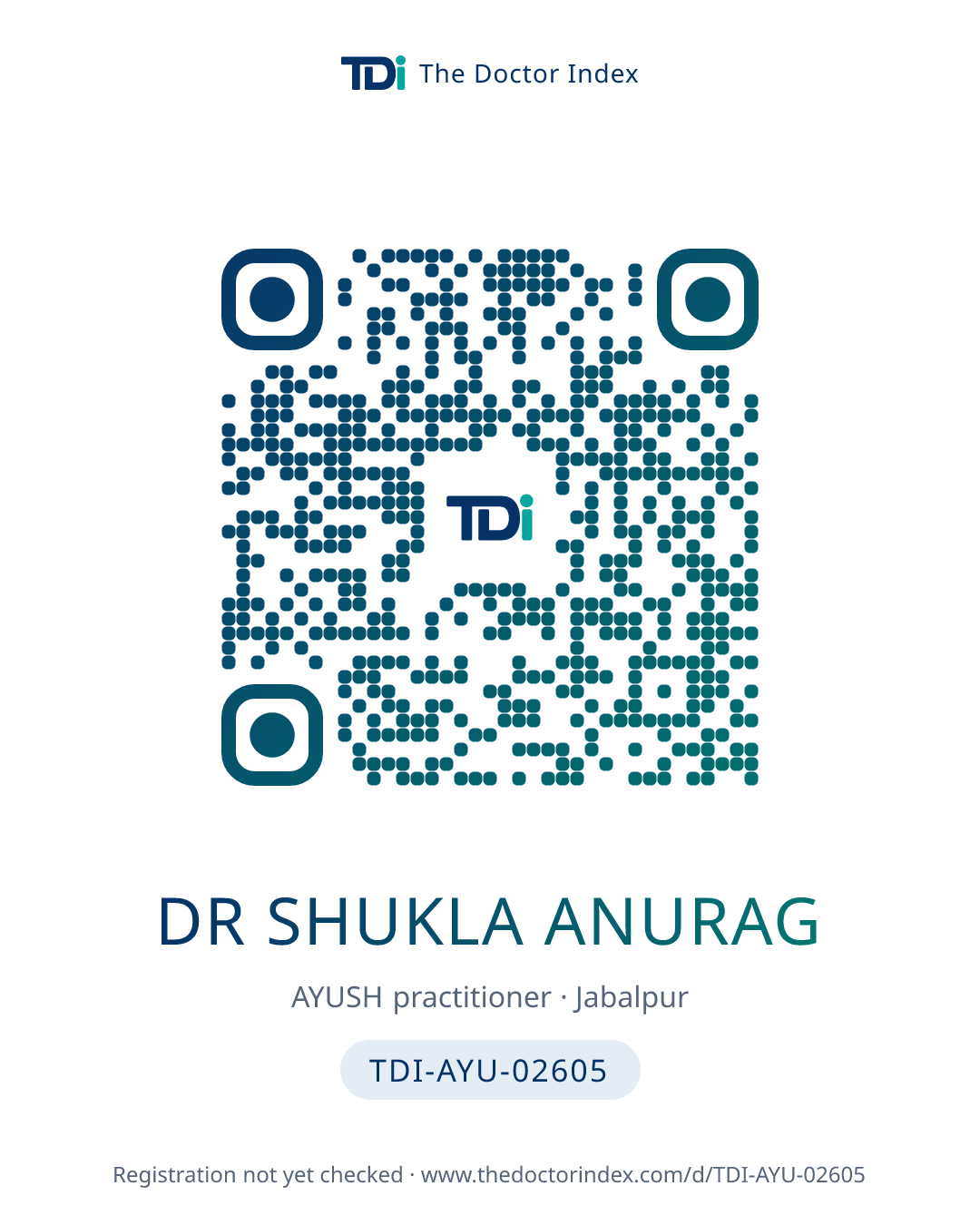 QR card for Dr Shukla Anurag, TDI-AYU-02605