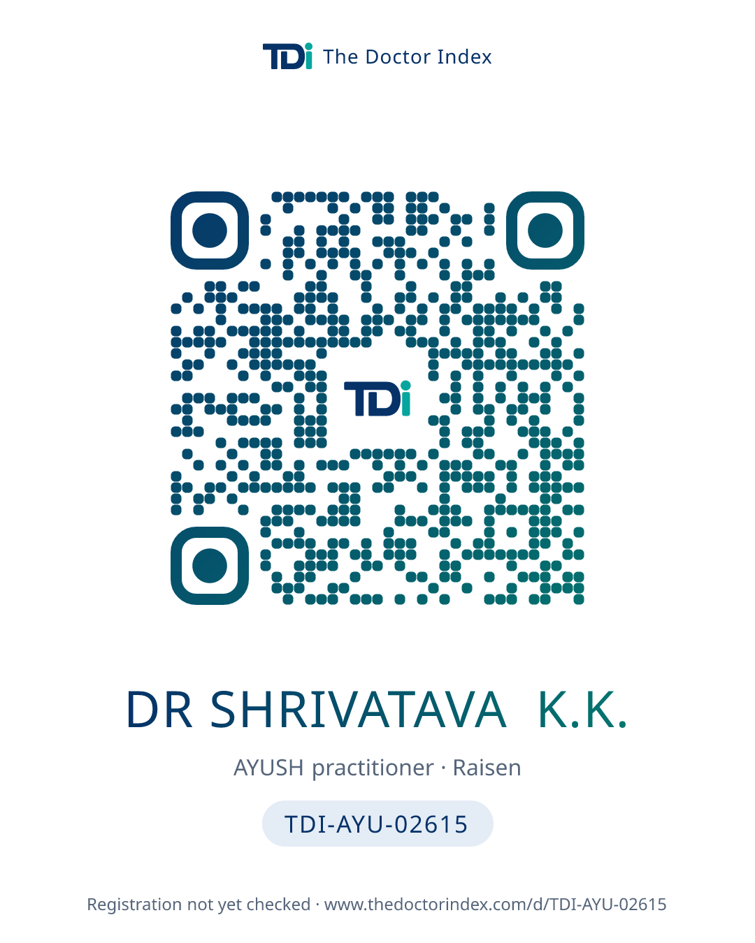 QR card for Dr Shrivatava K.K., TDI-AYU-02615