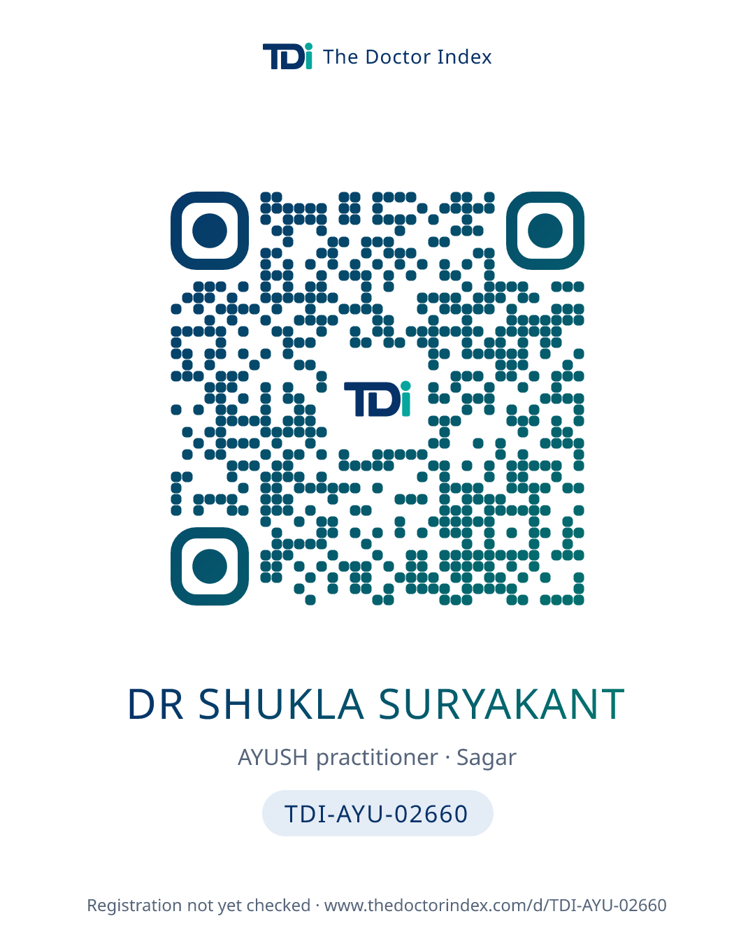 QR card for Dr Shukla Suryakant, TDI-AYU-02660