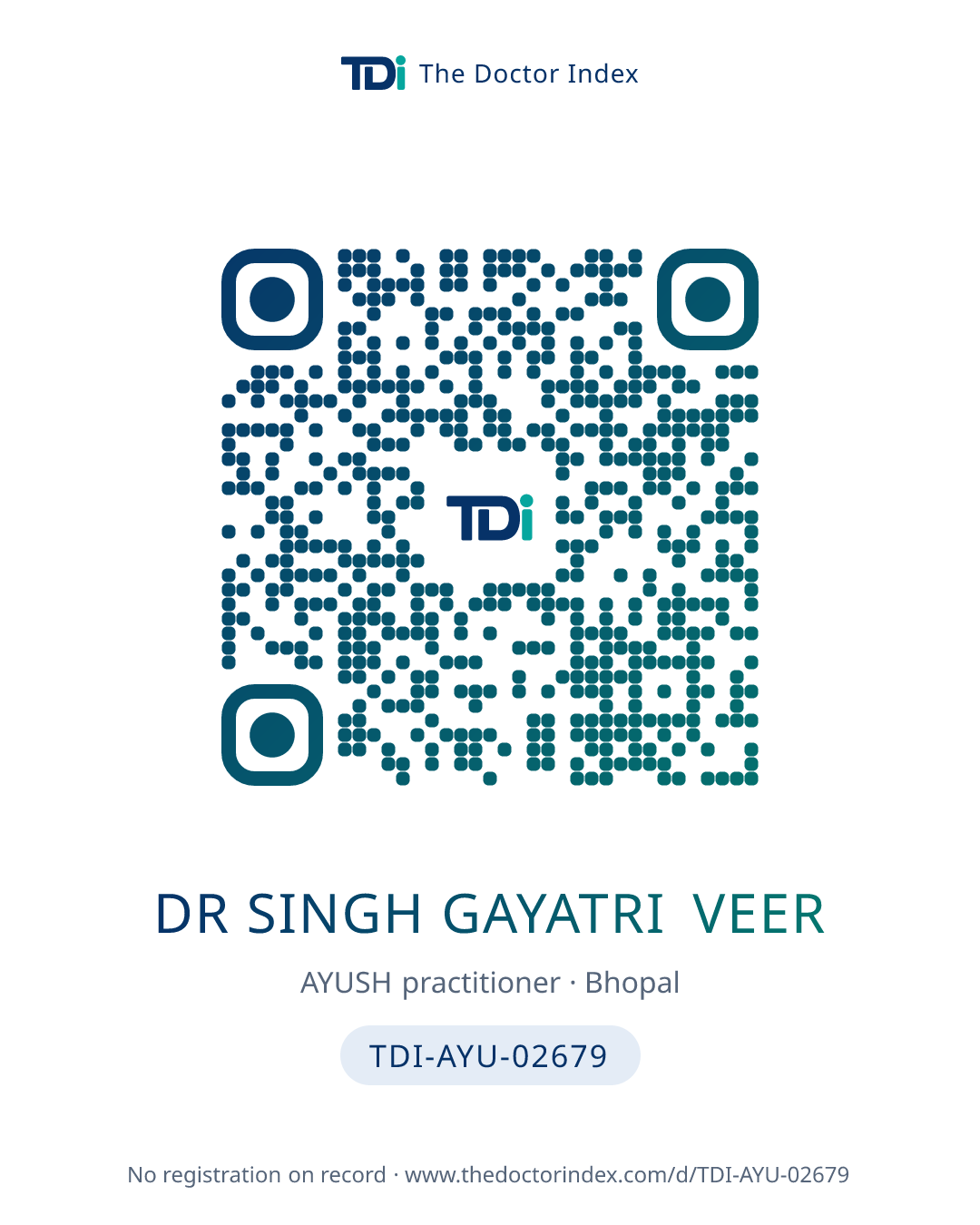 QR card for Dr Singh Gayatri Veer, TDI-AYU-02679