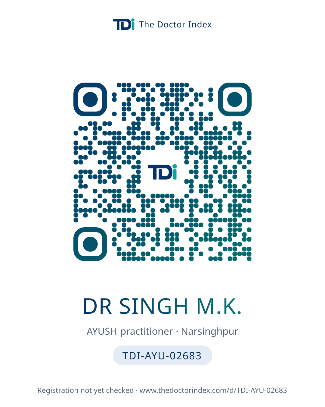QR card for Dr Singh M.K., TDI-AYU-02683