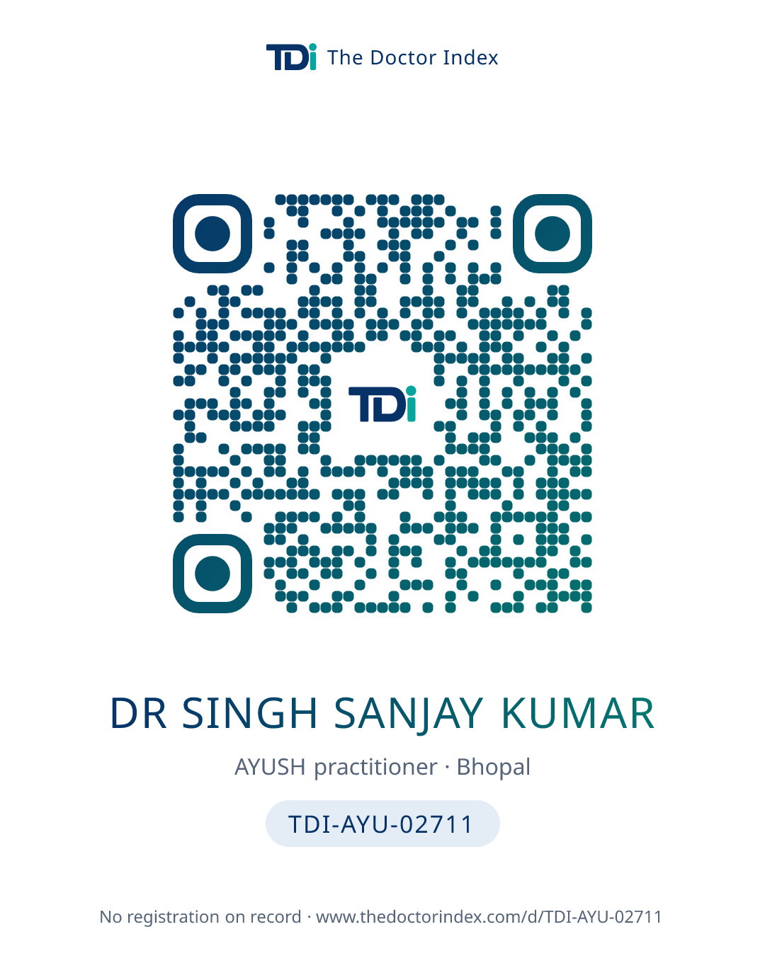 QR card for Dr Singh Sanjay Kumar, TDI-AYU-02711