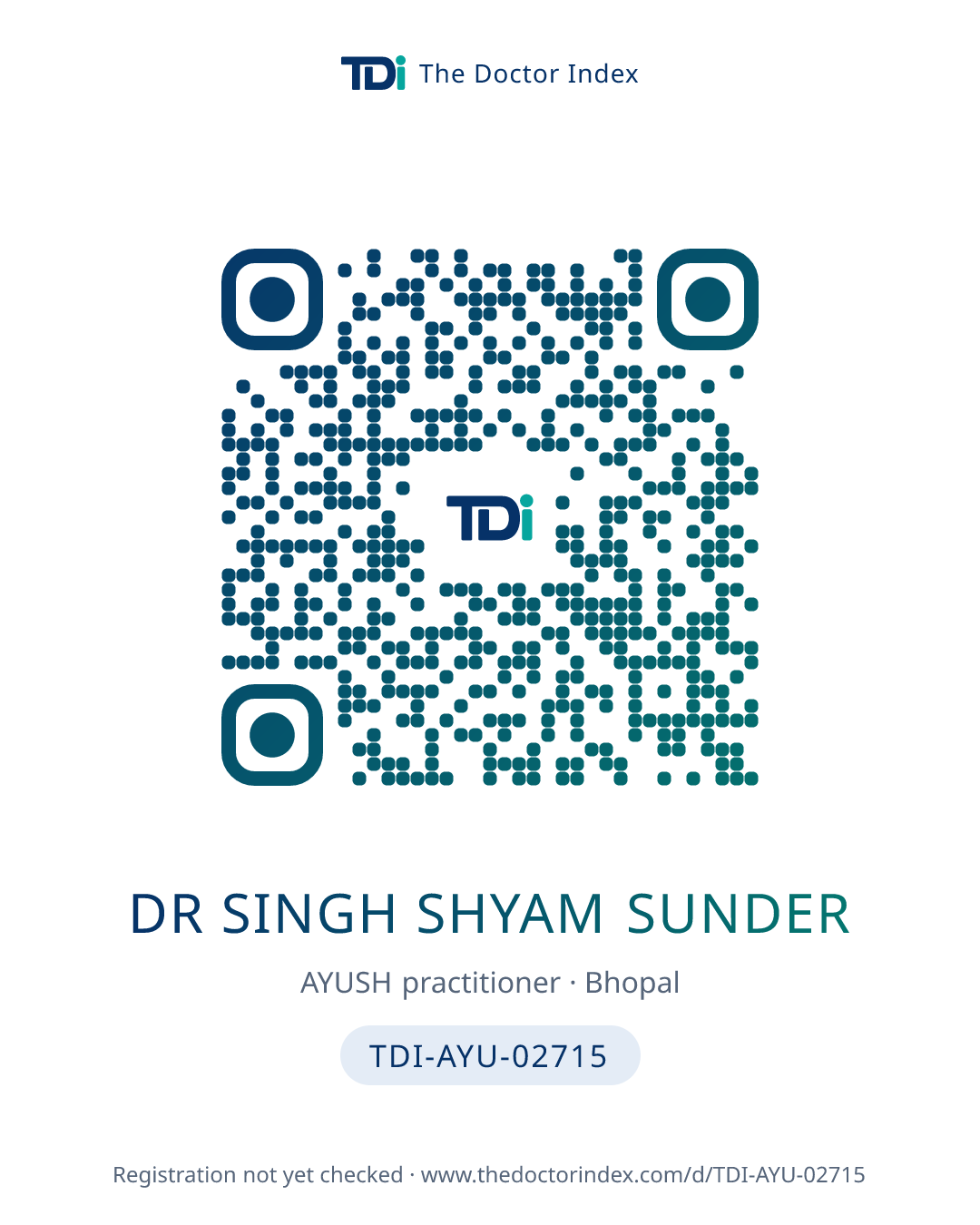 QR card for Dr Singh Shyam Sunder, TDI-AYU-02715