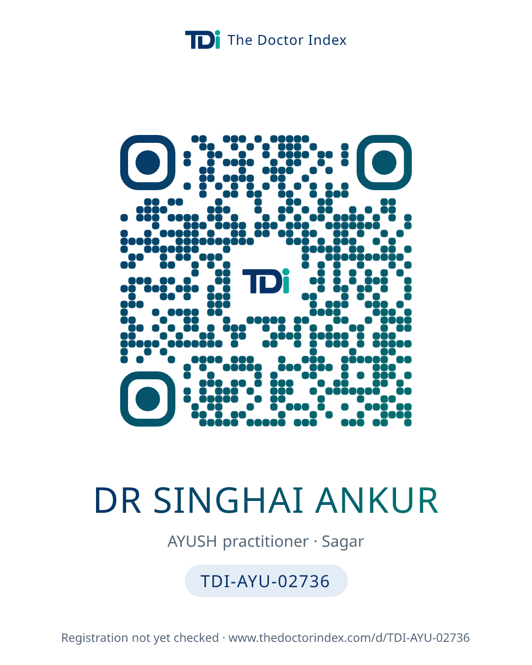 QR card for Dr Singhai Ankur, TDI-AYU-02736