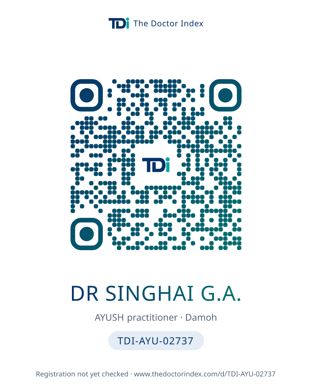 QR card for Dr Singhai G.A., TDI-AYU-02737