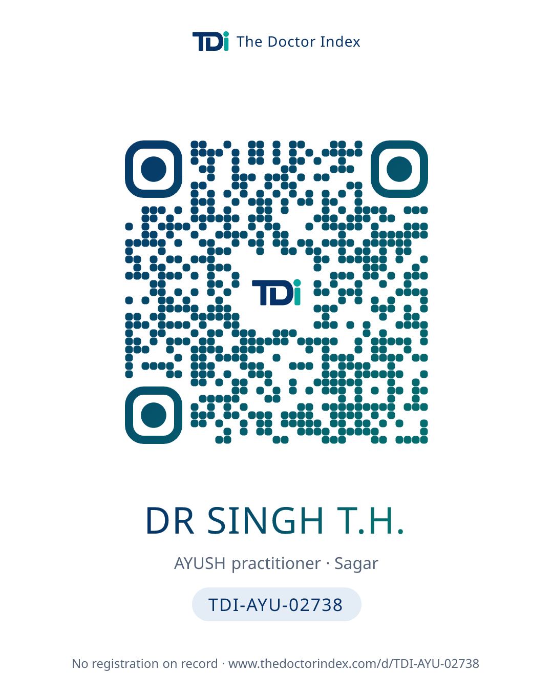 QR card for Dr Singh T.H., TDI-AYU-02738
