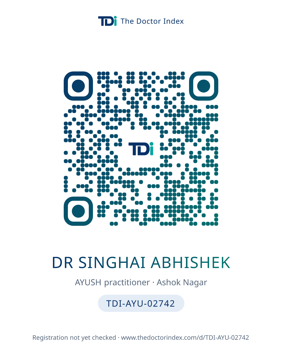 QR card for Dr Singhai Abhishek, TDI-AYU-02742