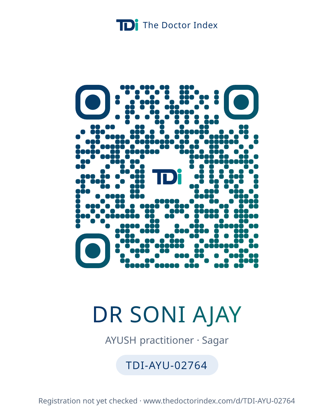 QR card for Dr Soni Ajay, TDI-AYU-02764