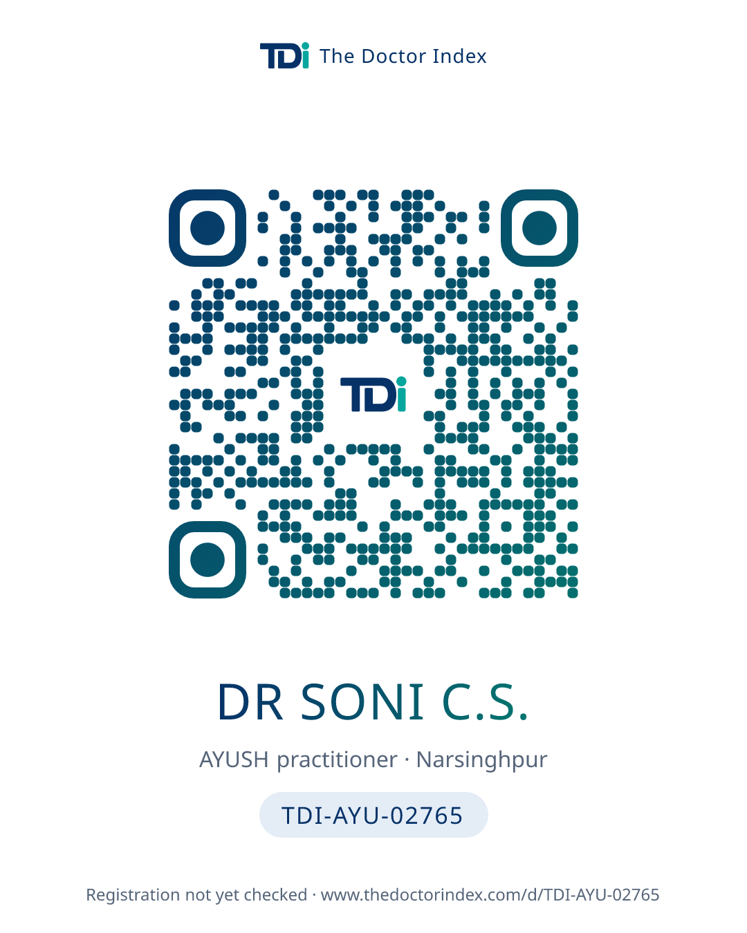 QR card for Dr Soni C.S., TDI-AYU-02765