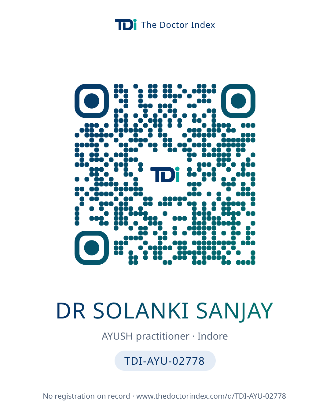 QR card for Dr Solanki Sanjay, TDI-AYU-02778