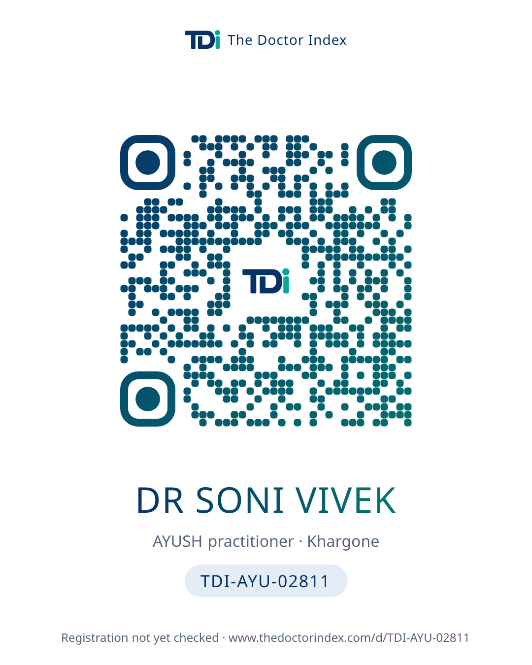 QR card for Dr Soni Vivek, TDI-AYU-02811