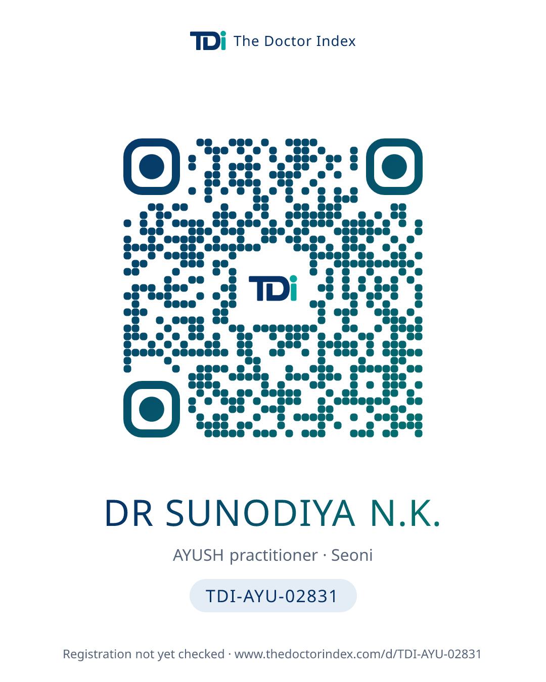 QR card for Dr Sunodiya N.K., TDI-AYU-02831