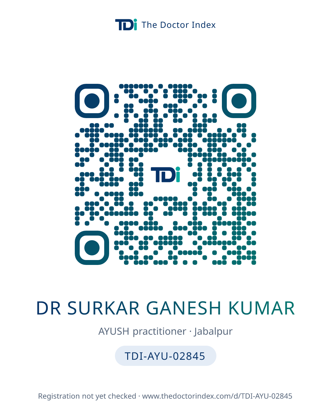 QR card for Dr Surkar Ganesh Kumar, TDI-AYU-02845