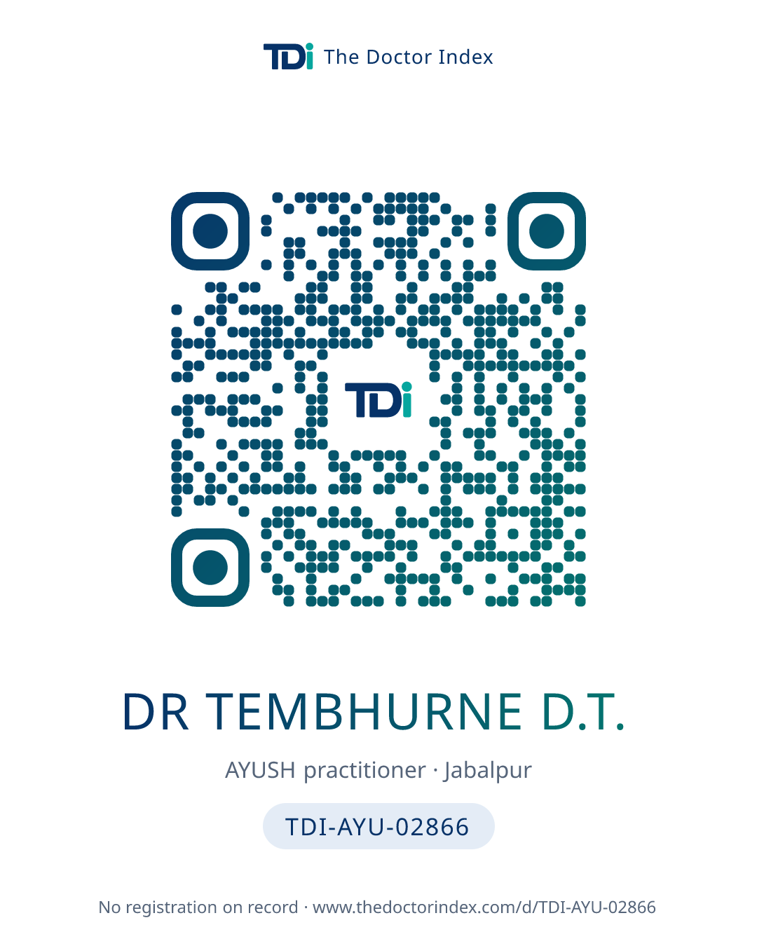 QR card for Dr Tembhurne D.T., TDI-AYU-02866