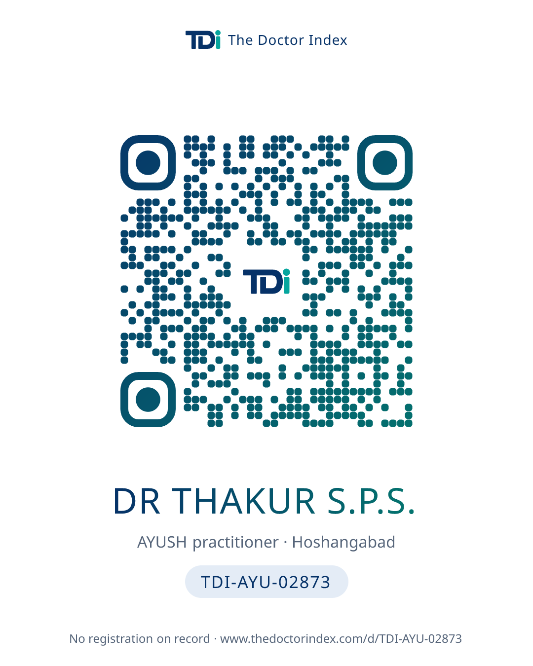 QR card for Dr Thakur S.P.S., TDI-AYU-02873