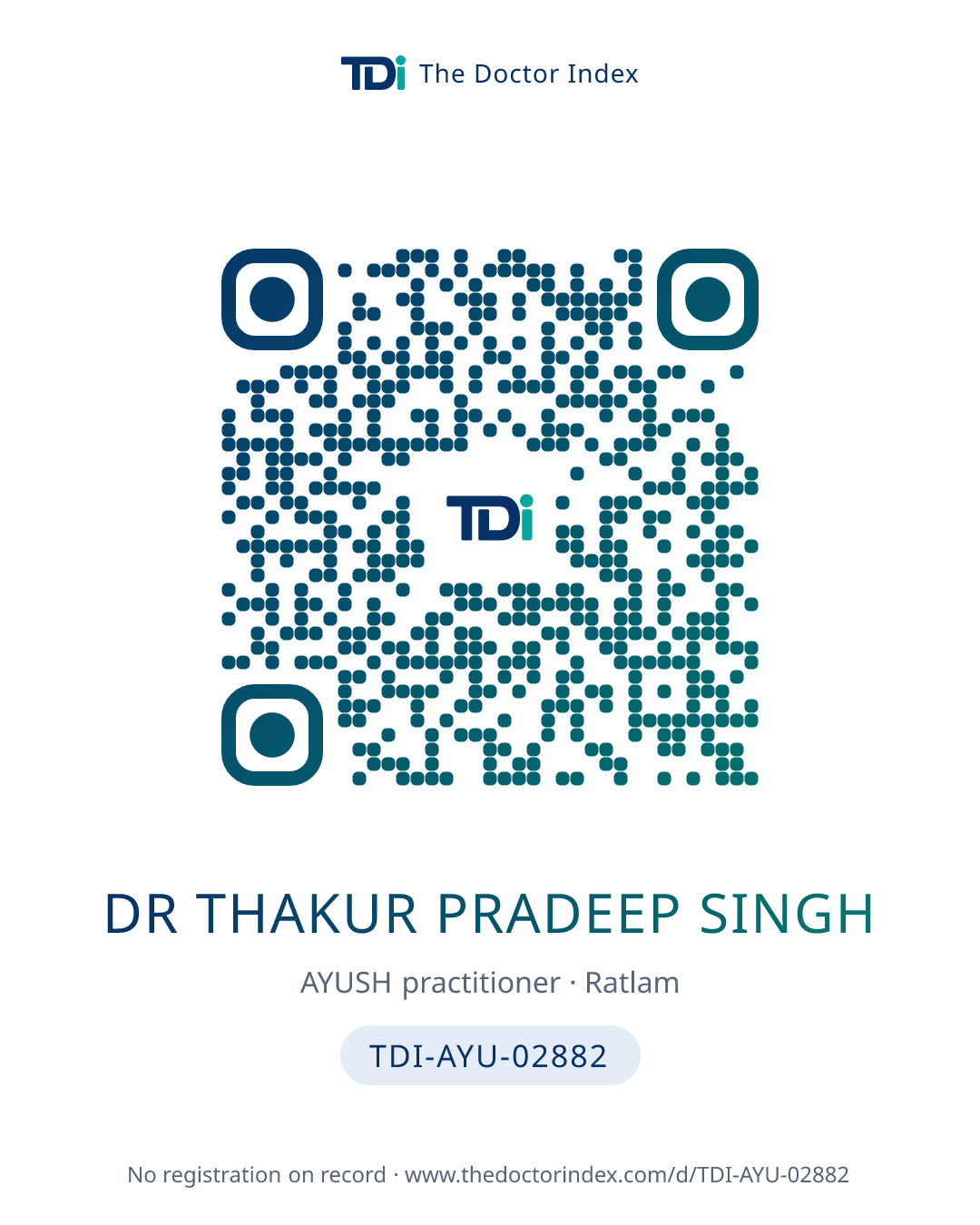 QR card for Dr Thakur Pradeep Singh, TDI-AYU-02882