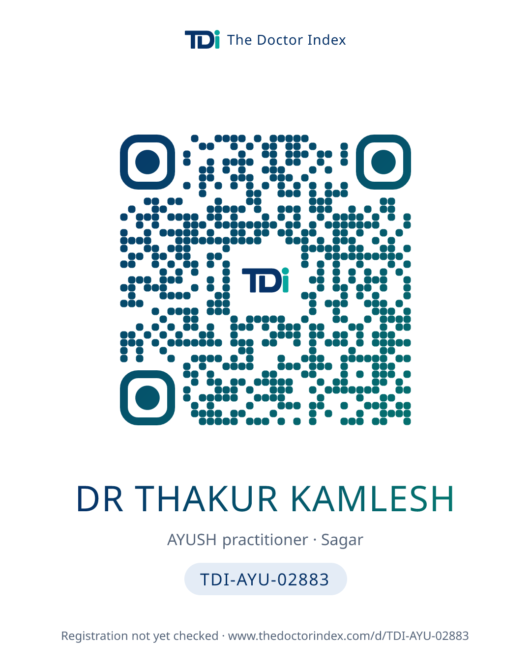 QR card for Dr Thakur Kamlesh, TDI-AYU-02883