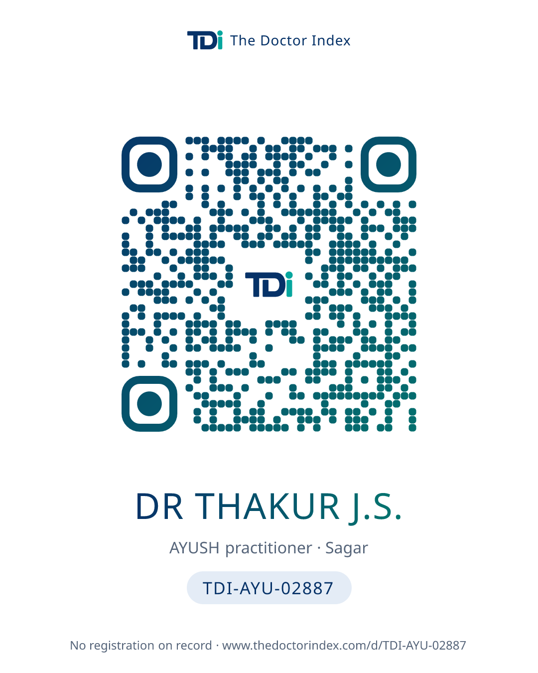 QR card for Dr Thakur J.S., TDI-AYU-02887