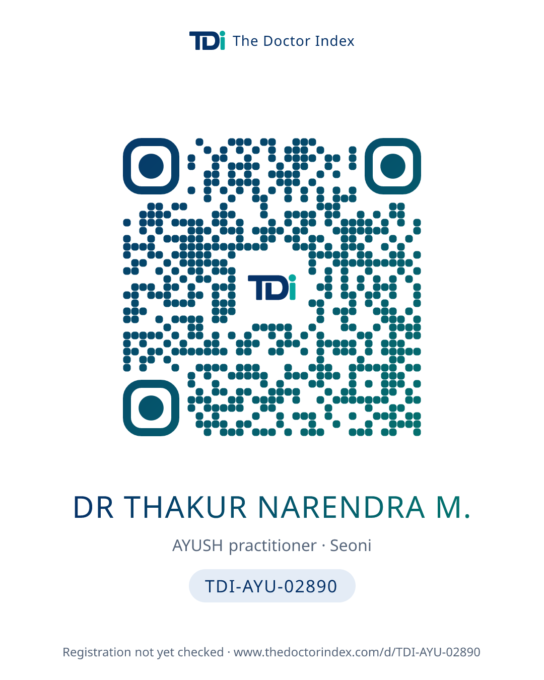QR card for Dr Thakur Narendra M., TDI-AYU-02890