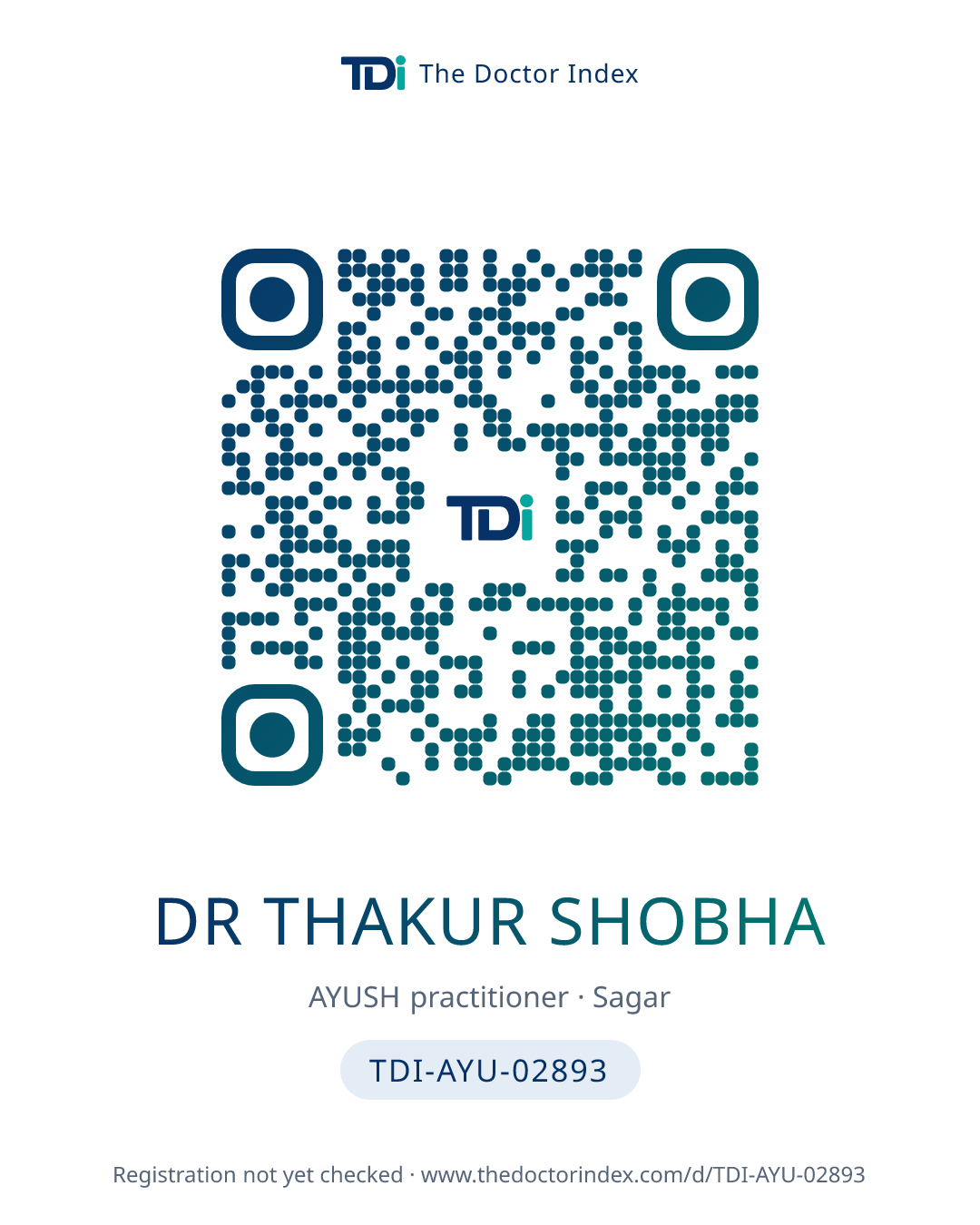 QR card for Dr Thakur Shobha, TDI-AYU-02893