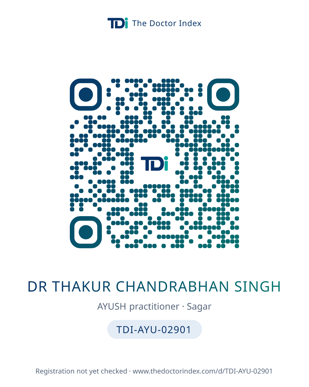 QR card for Dr Thakur Chandrabhan Singh, TDI-AYU-02901