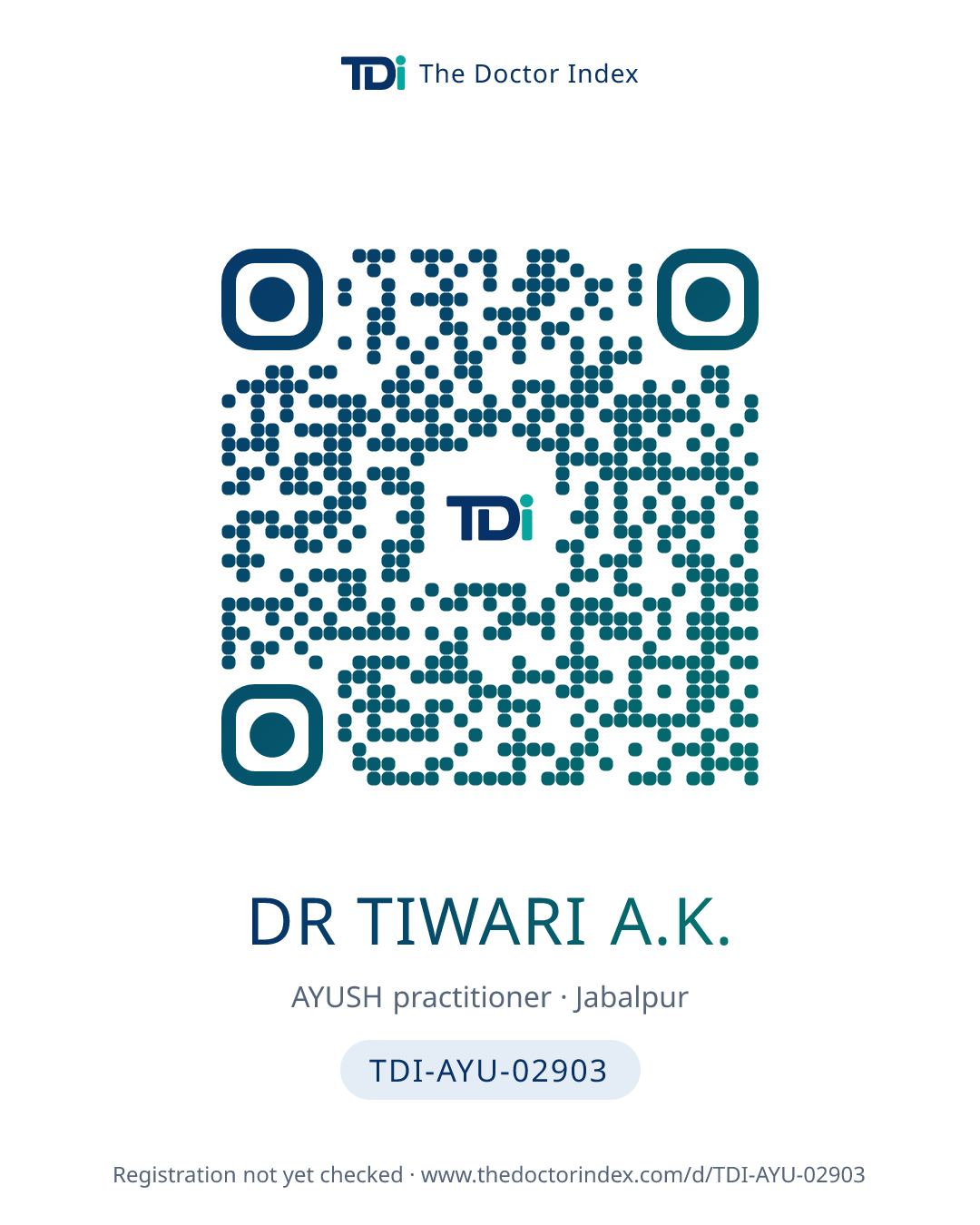 QR card for Dr Tiwari A.K., TDI-AYU-02903