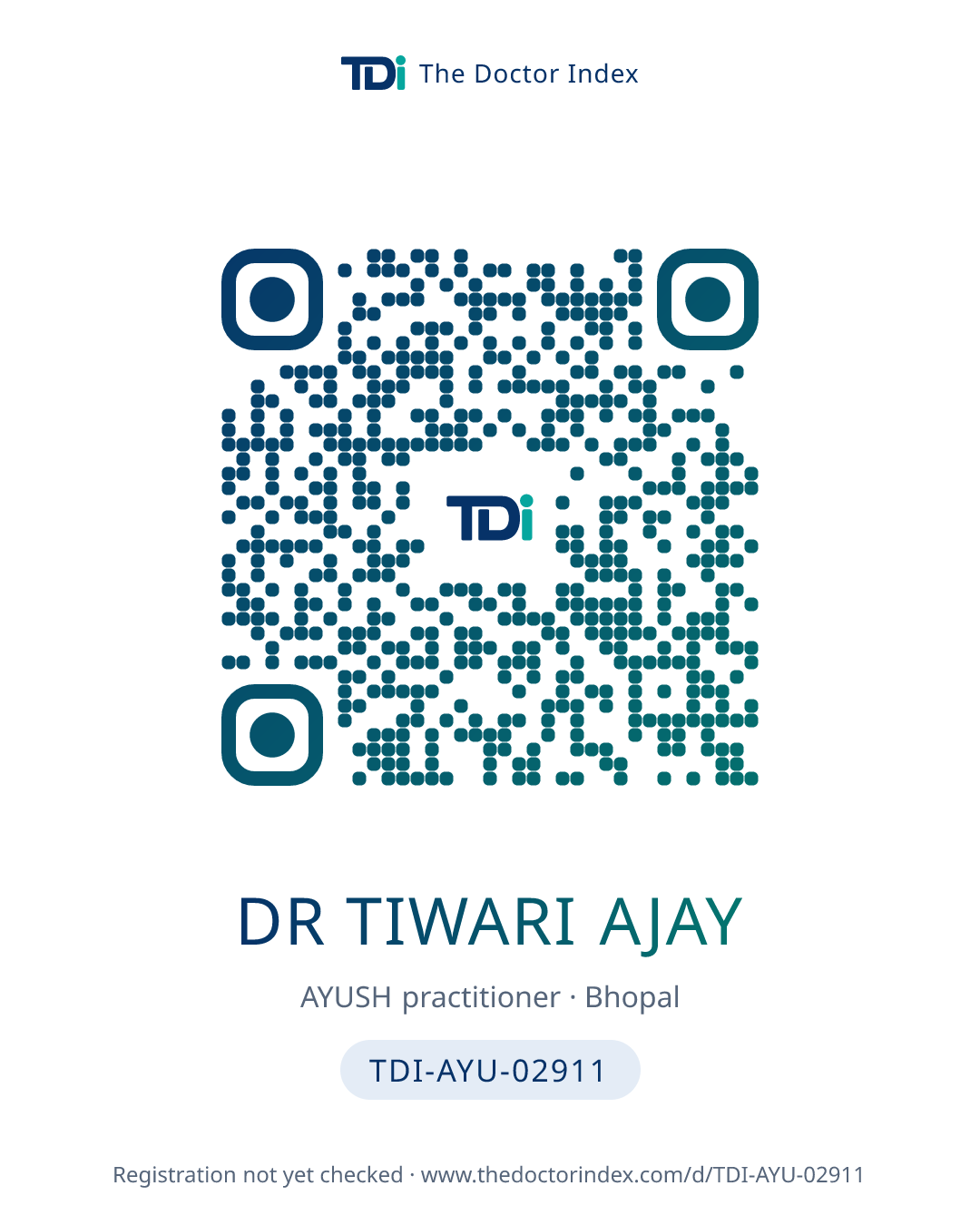 QR card for Dr Tiwari Ajay, TDI-AYU-02911