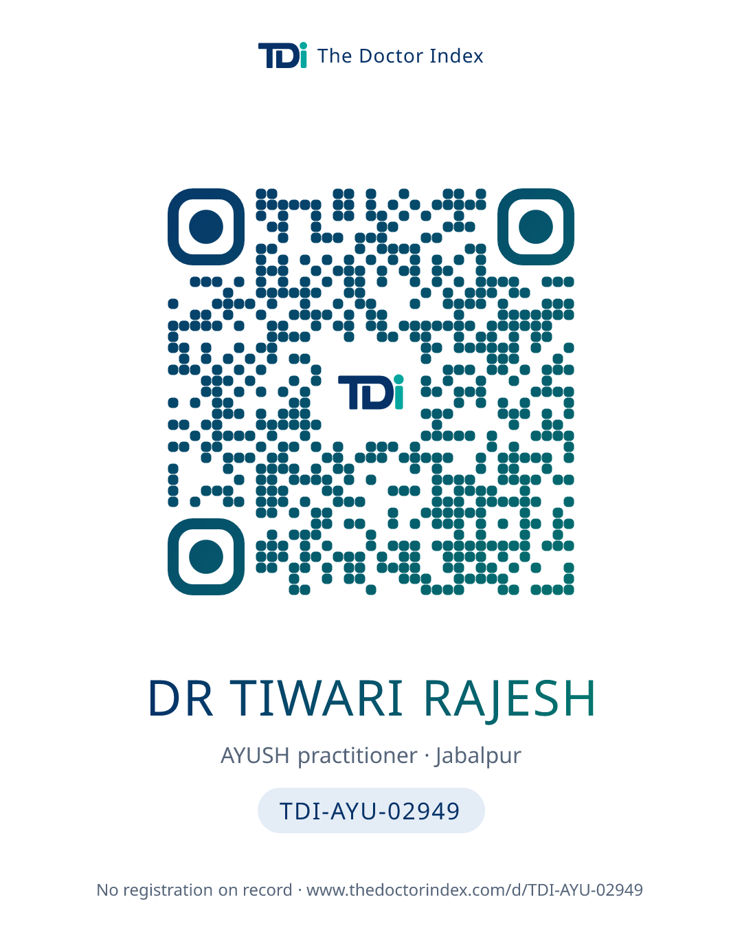 QR card for Dr Tiwari Rajesh, TDI-AYU-02949