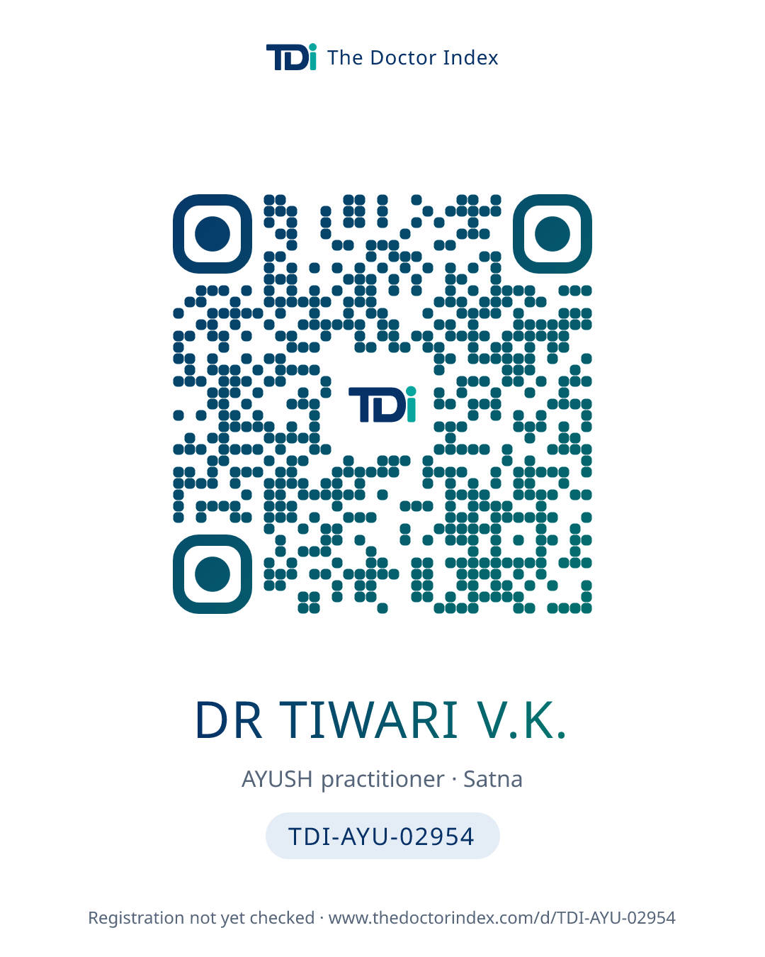 QR card for Dr Tiwari V.K., TDI-AYU-02954