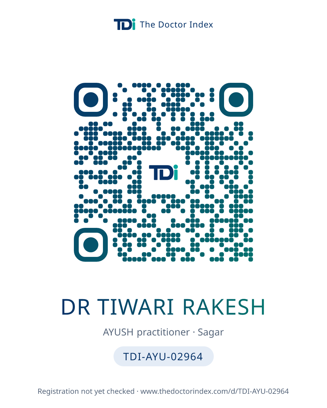 QR card for Dr Tiwari Rakesh, TDI-AYU-02964