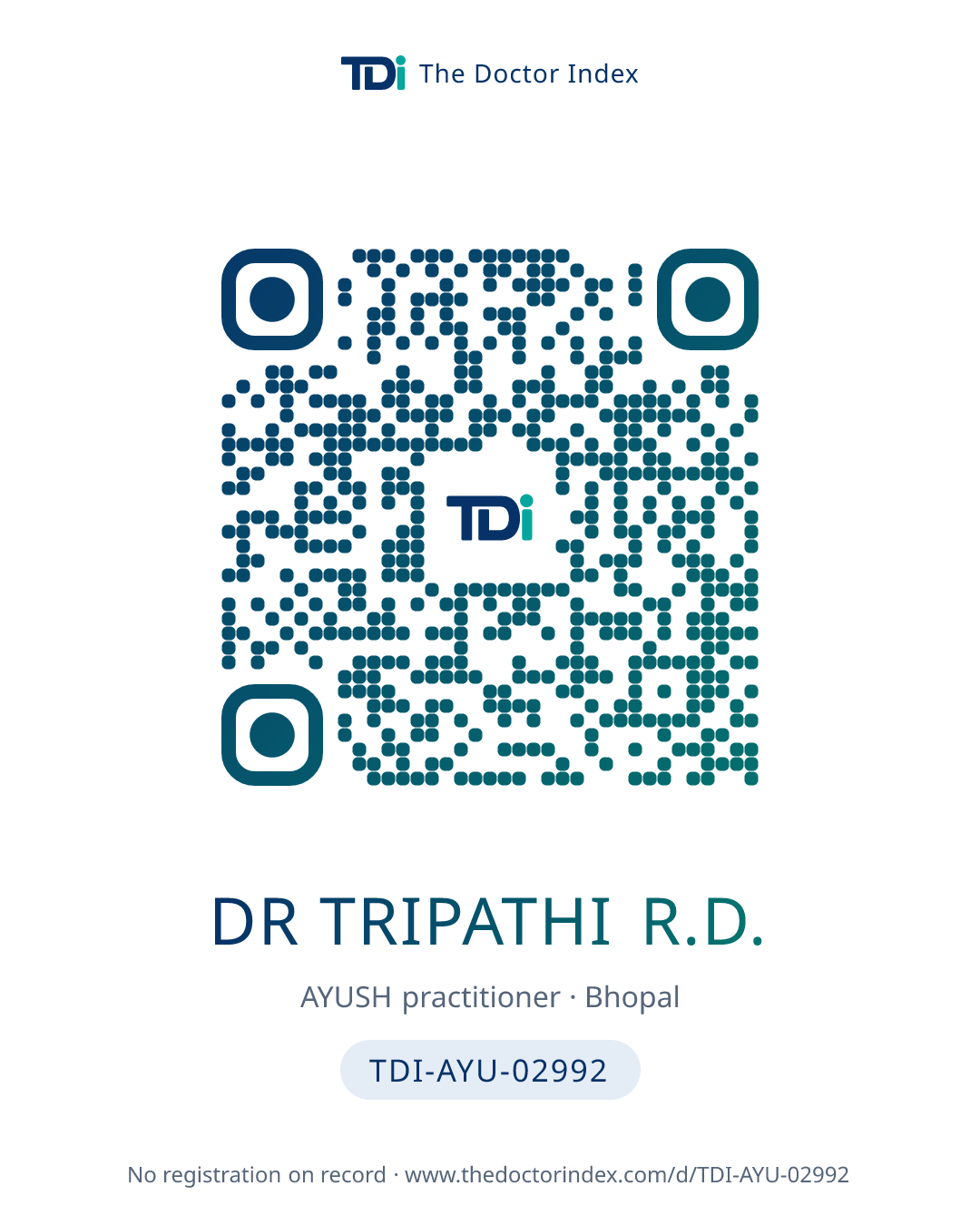 QR card for Dr Tripathi R.D., TDI-AYU-02992