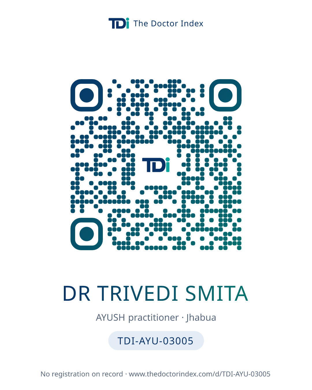 QR card for Dr Trivedi Smita, TDI-AYU-03005