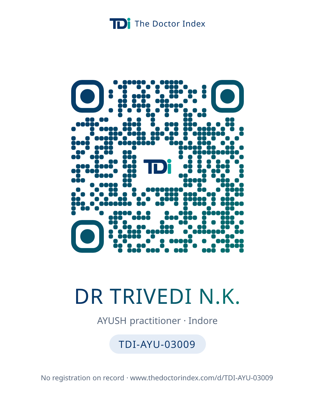 QR card for Dr Trivedi N.K., TDI-AYU-03009