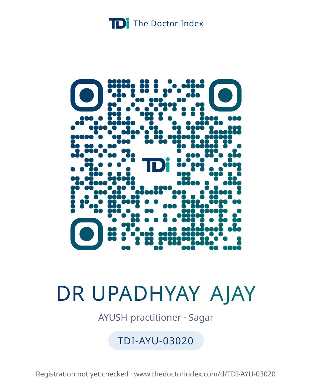 QR card for Dr Upadhyay Ajay, TDI-AYU-03020