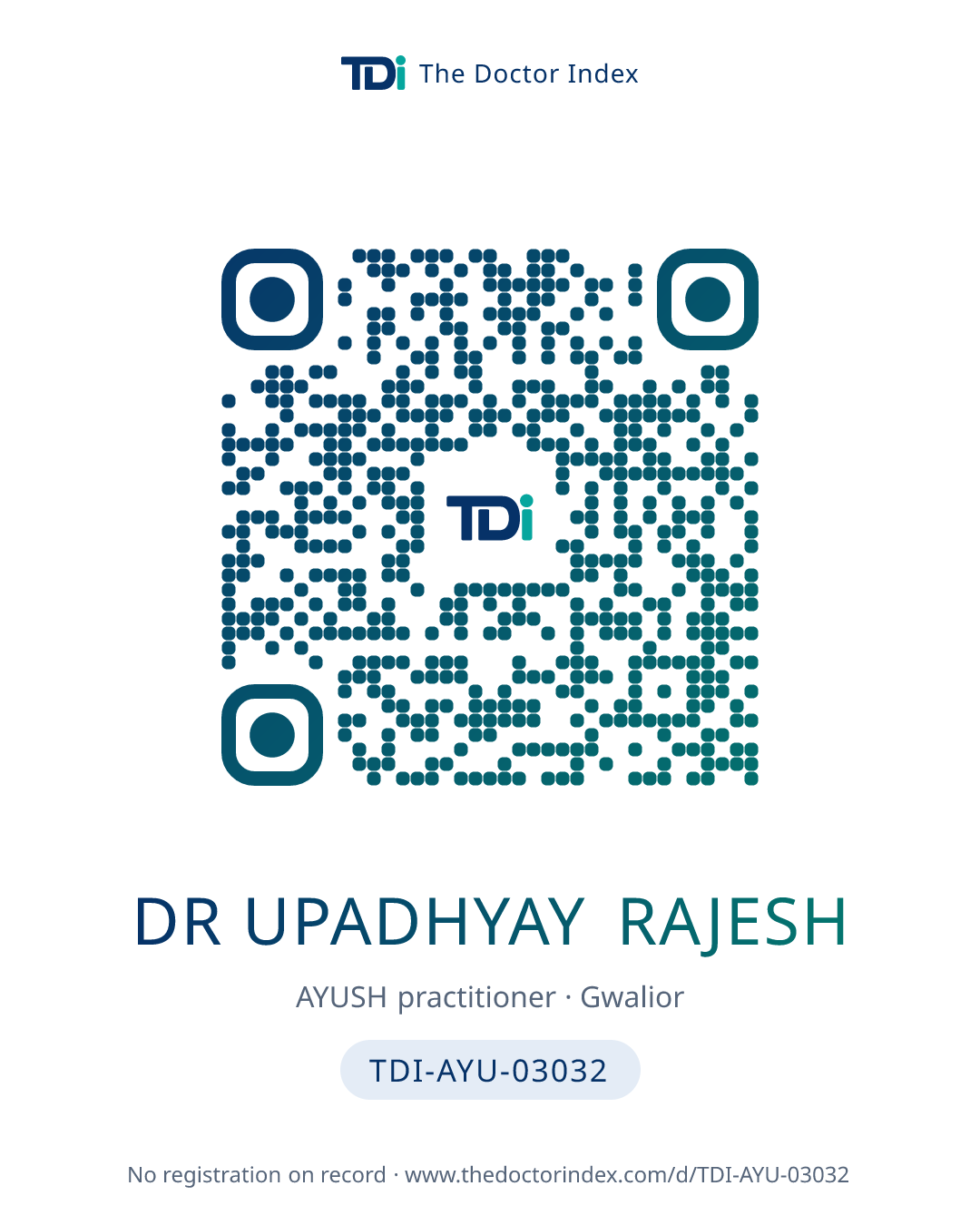 QR card for Dr Upadhyay Rajesh, TDI-AYU-03032
