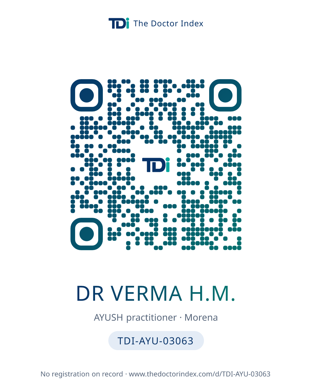 QR card for Dr Verma H.M., TDI-AYU-03063