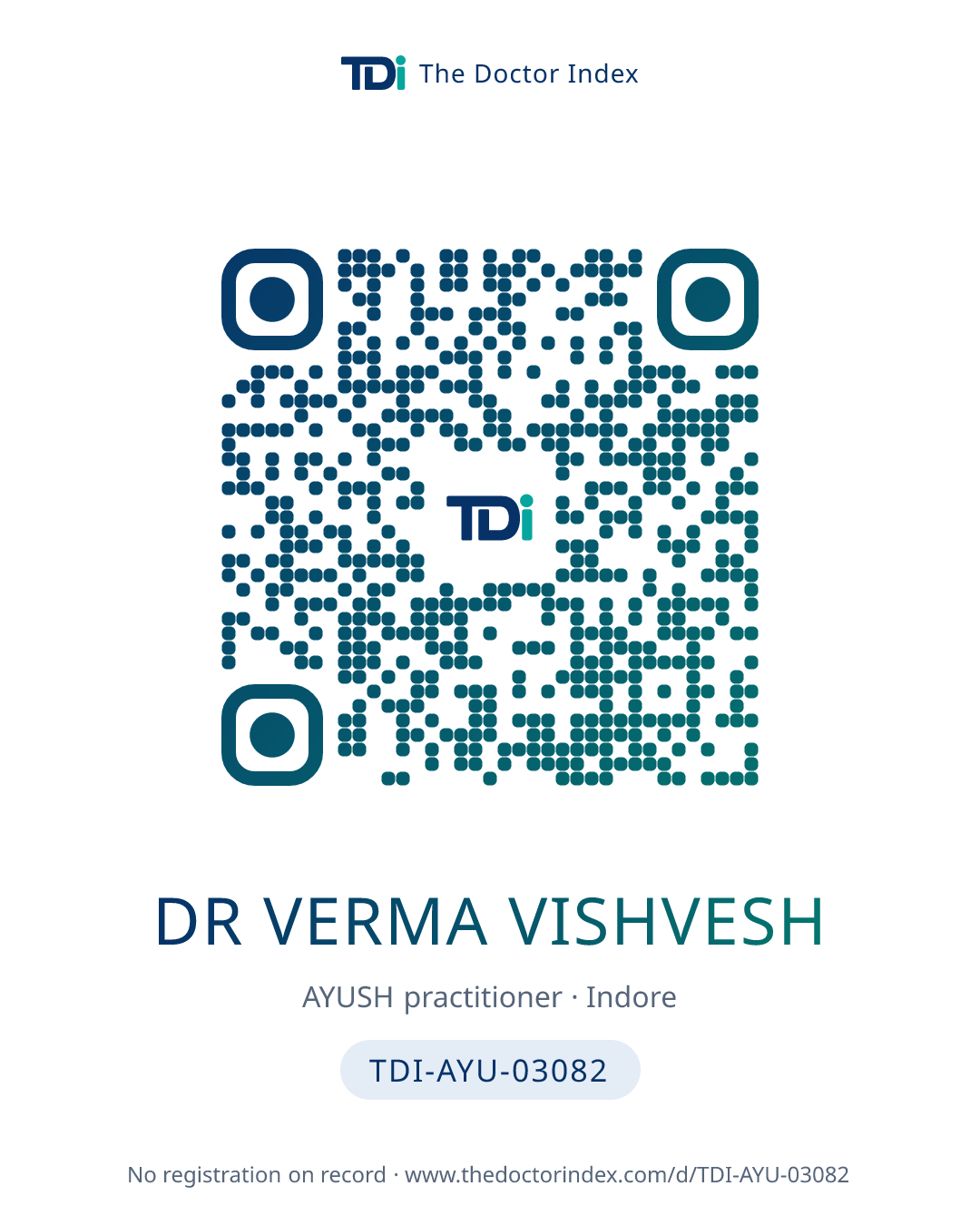 QR card for Dr Verma Vishvesh, TDI-AYU-03082
