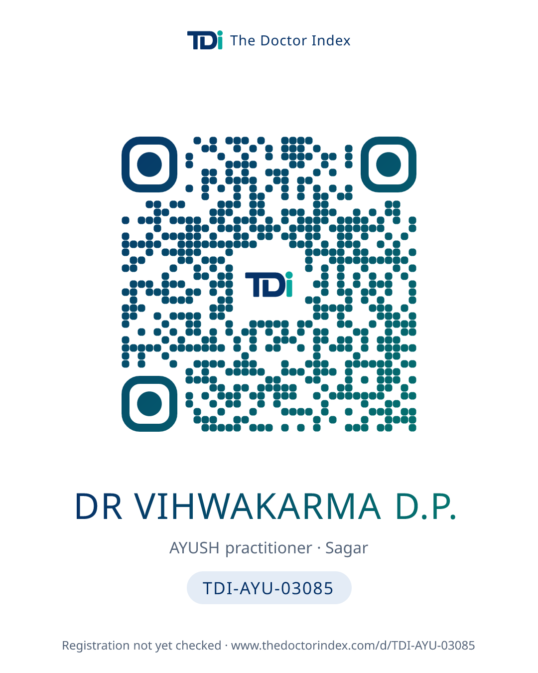 QR card for Dr Vihwakarma D.P., TDI-AYU-03085