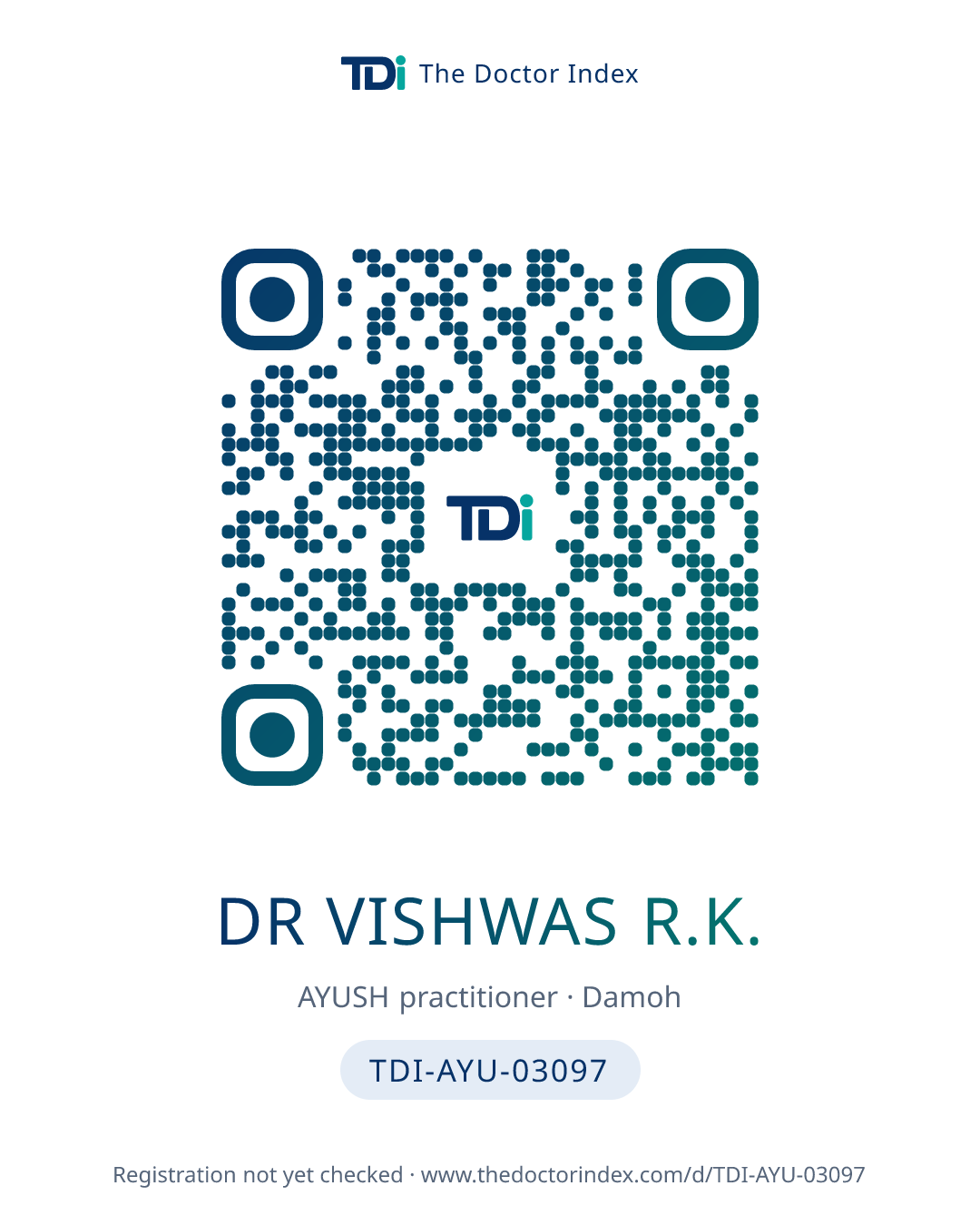 QR card for Dr Vishwas R.K., TDI-AYU-03097