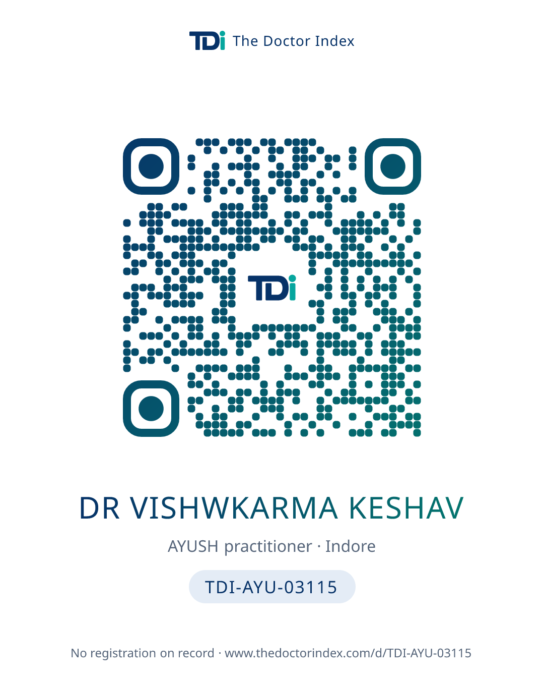 QR card for Dr Vishwkarma Keshav, TDI-AYU-03115