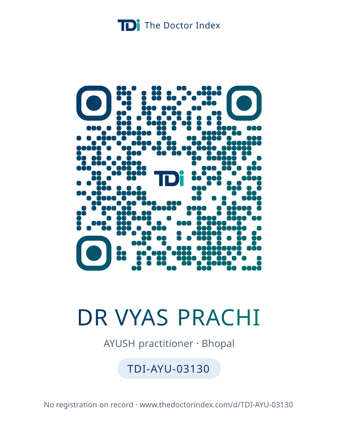 QR card for Dr Vyas Prachi, TDI-AYU-03130